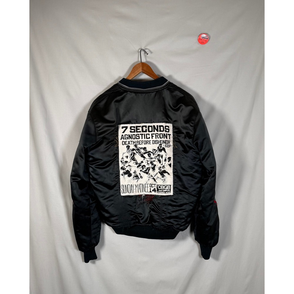 Vintage CBGB Punk Bomber Jacket Agnostic Front 7 Seconds Death Before Dishonour
